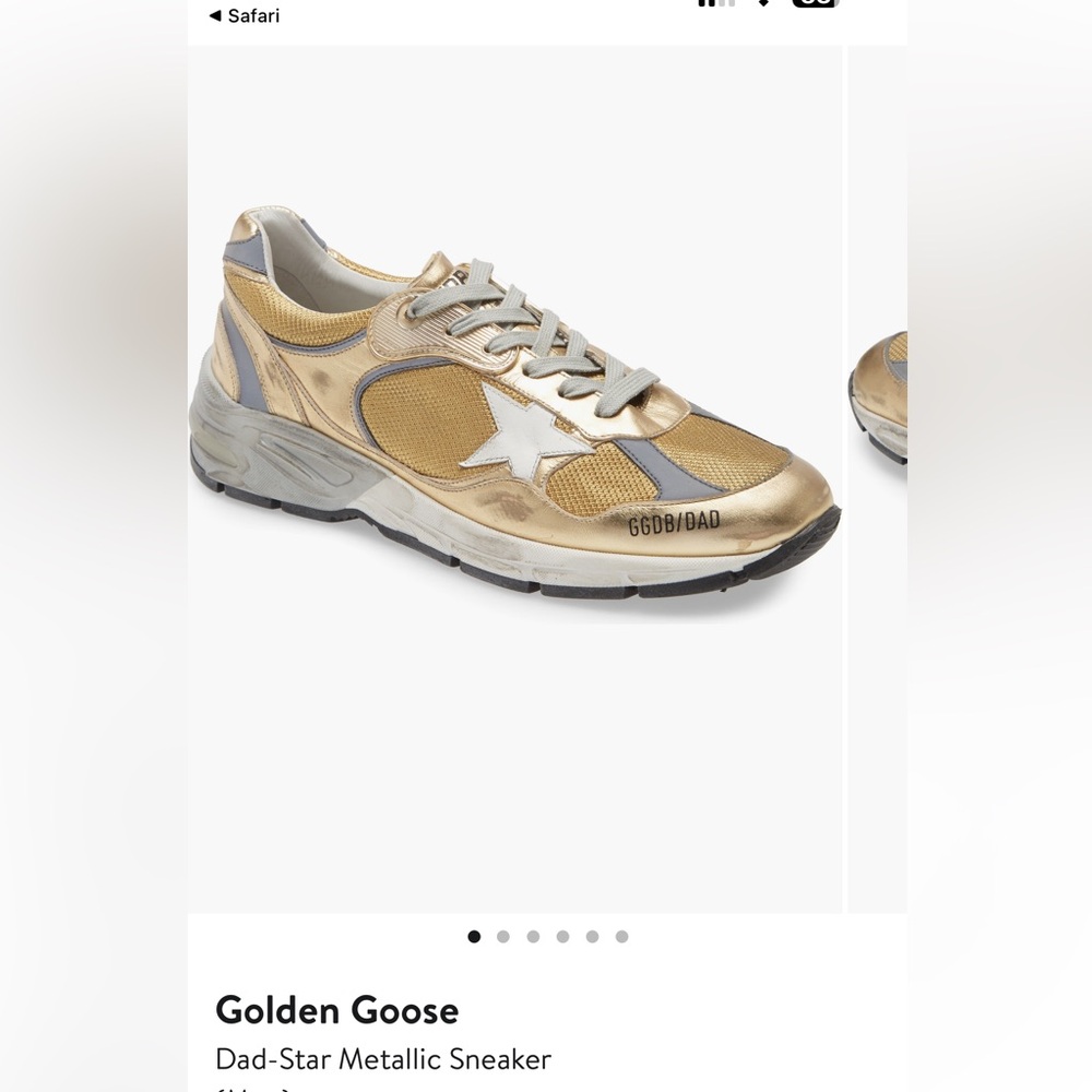 Golden Goose Running Dad Star Laminated Gold NIB Sz 40 $600